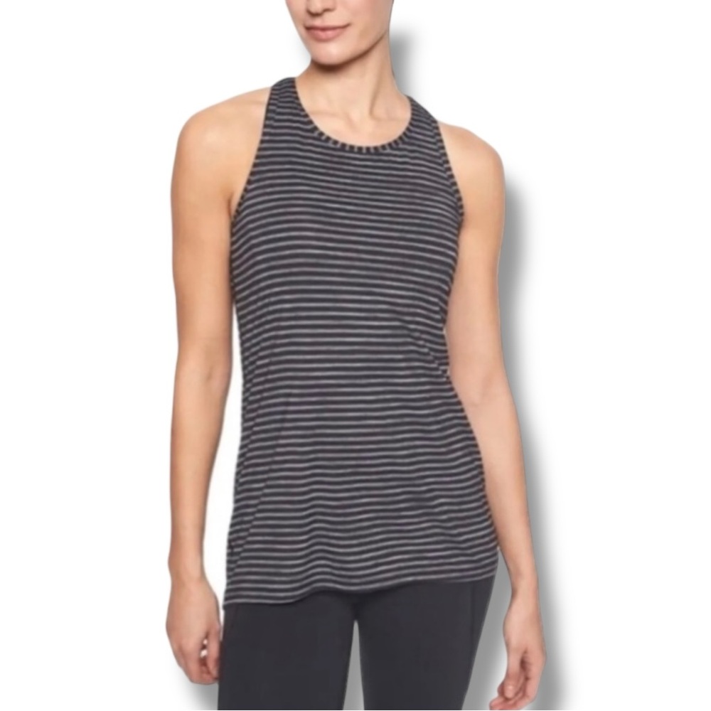 Athleta Striped High Neck Chi Racerback Tank